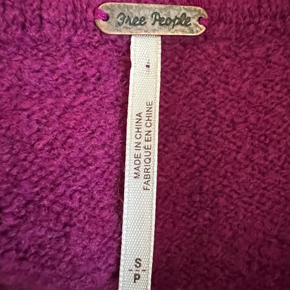 Free People Echo Beach Cowl Neck Wool Blend Sweater In Magenta Size S - Picture 13 of 15